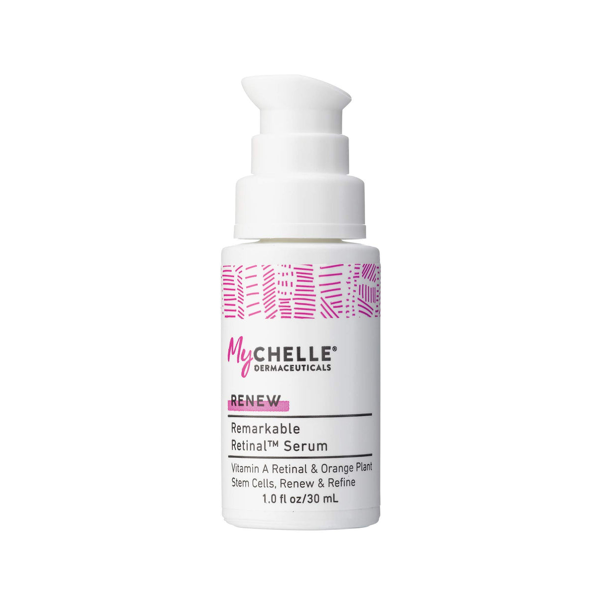 MyChelle front packaging showing bottle and brand, communicates clean formulation benefits