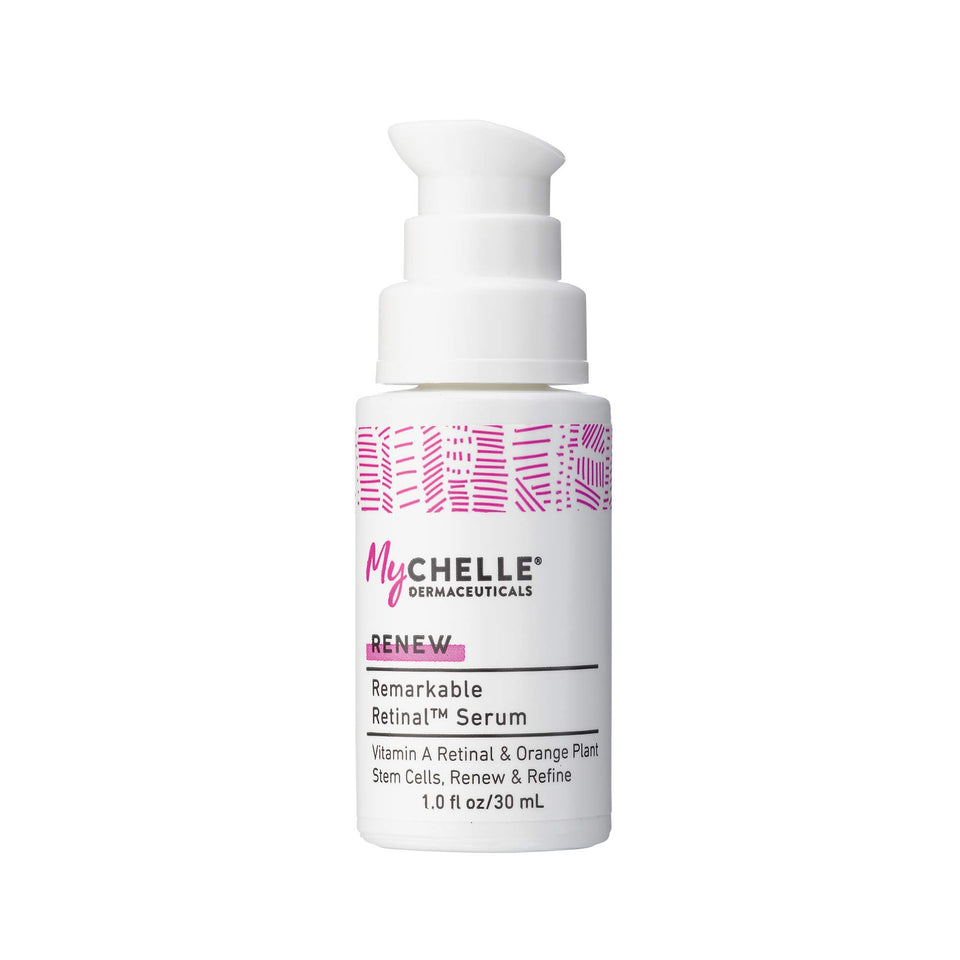 MyChelle front packaging showing bottle and brand, communicates clean formulation benefits