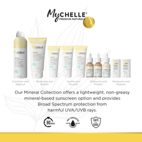 MyChelle in a beach setting showing water resistance and active protection