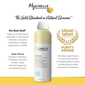 MyChelle ingredient list close-up highlighting zinc oxide and jojoba benefits