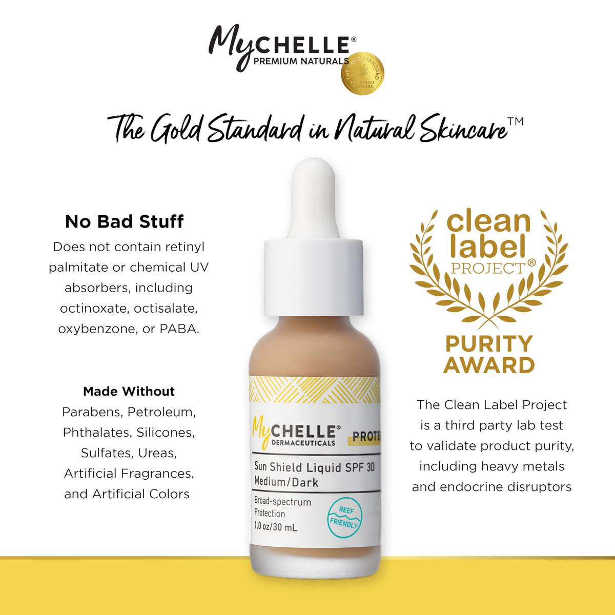 MyChelle Sun Shield shown in hand for size comparison and travel-friendly convenience