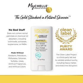 MyChelle Dermaceuticals open cap revealing solid stick for precise use