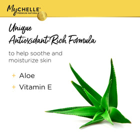 MyChelle lotion texture close-up highlighting smooth, non-greasy hydration