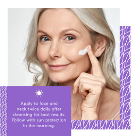 MyChelle cream being smoothed on cheek to show absorbency and hydration