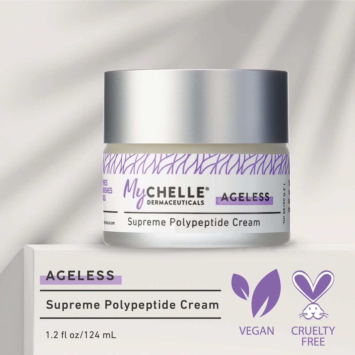 MyChelle open jar close-up showing smooth cream texture for lightweight absorption
