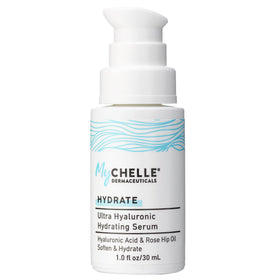 MyChelle front packaging showing serum bottle and label for clean hydration