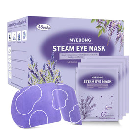 MYEBONG front packaging showing 48 lavender masks and clear branding for convenience