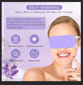 MYEBONG mask worn by person relaxing to illustrate soothing warmth and comfort