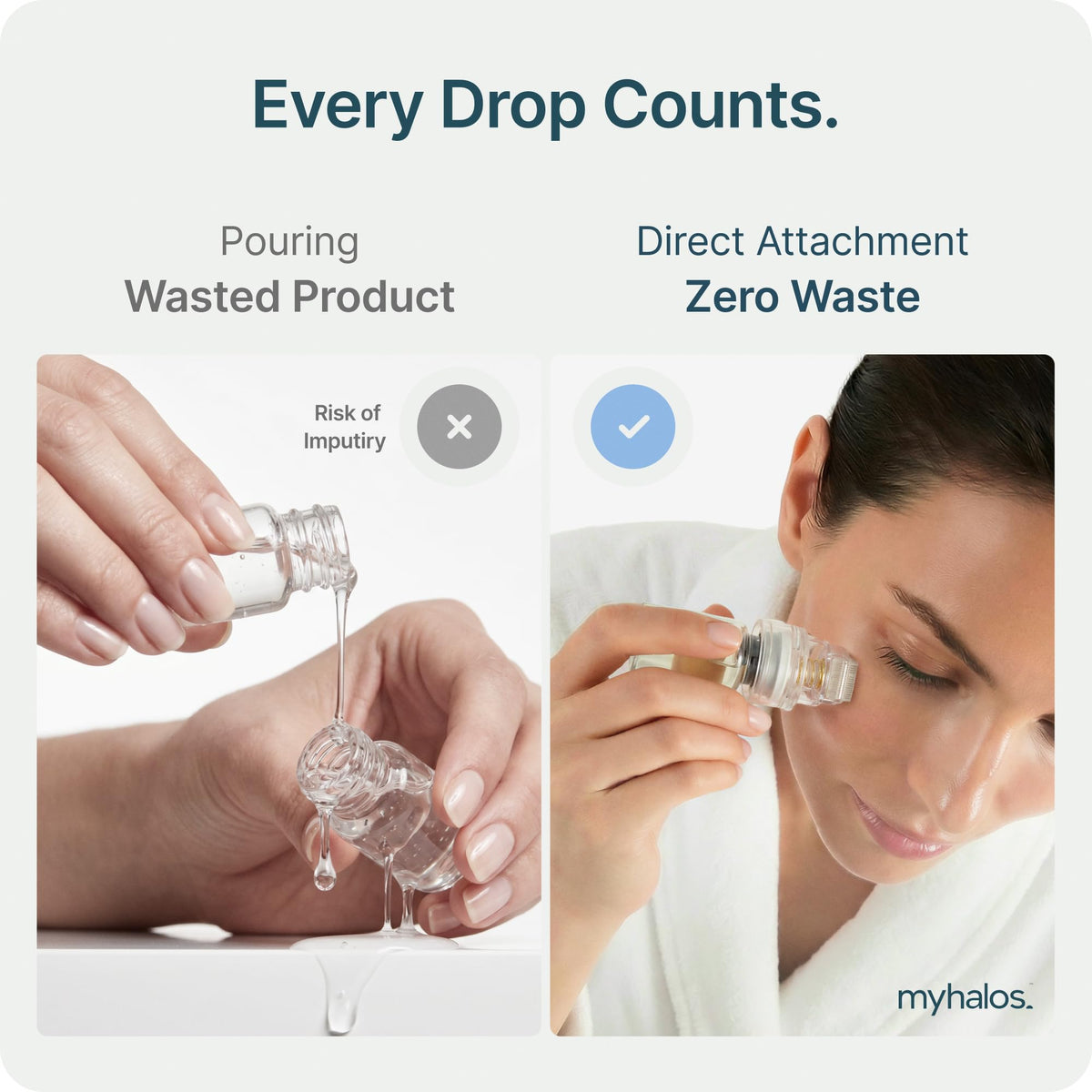 myhalos before and after mock showing smoother-looking skin benefit