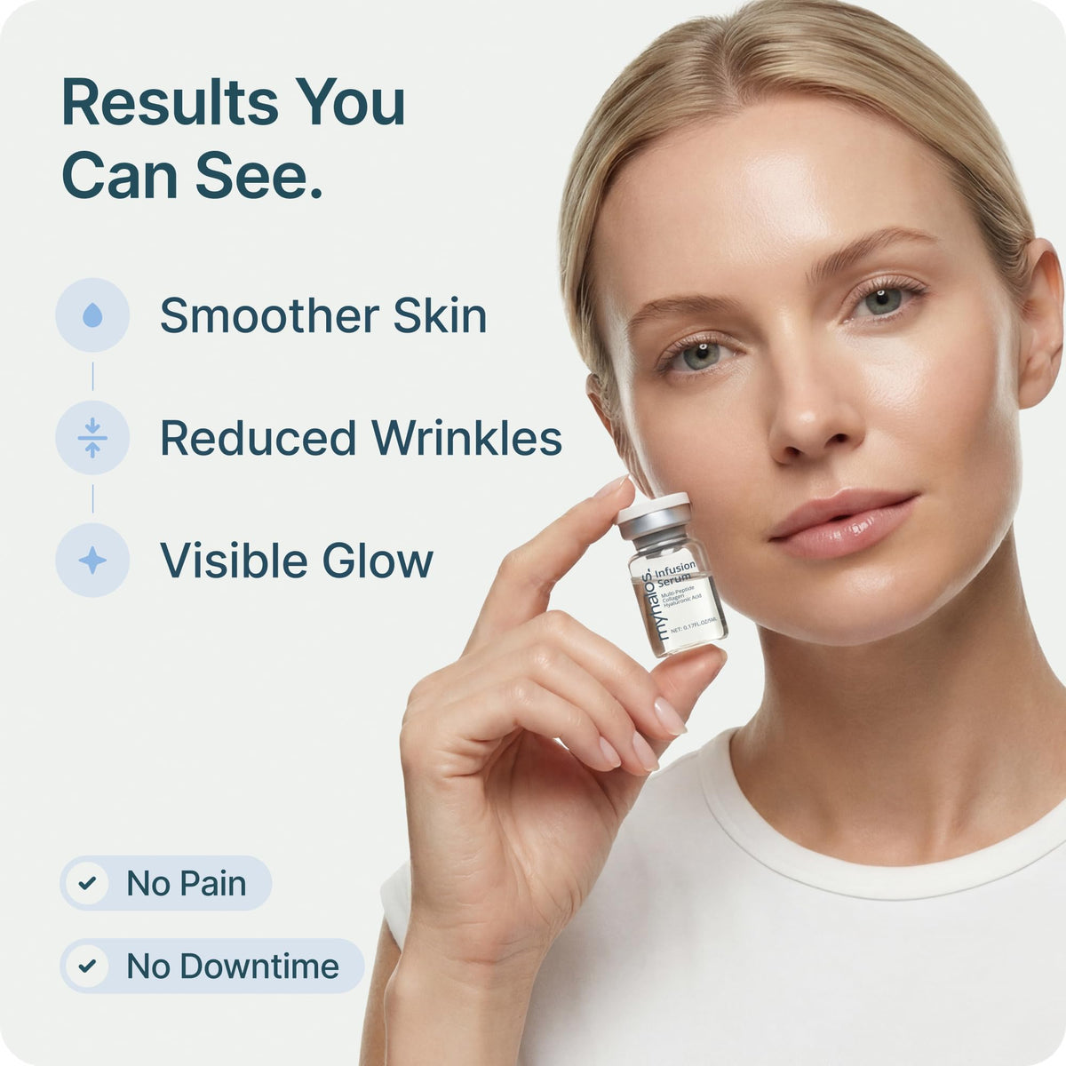 myhalos vial attachment detail showing no-waste direct serum connection