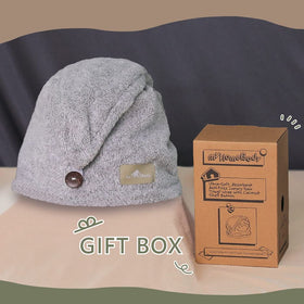myHomeBody hand wringing turban to show absorbency and quick-dry performance