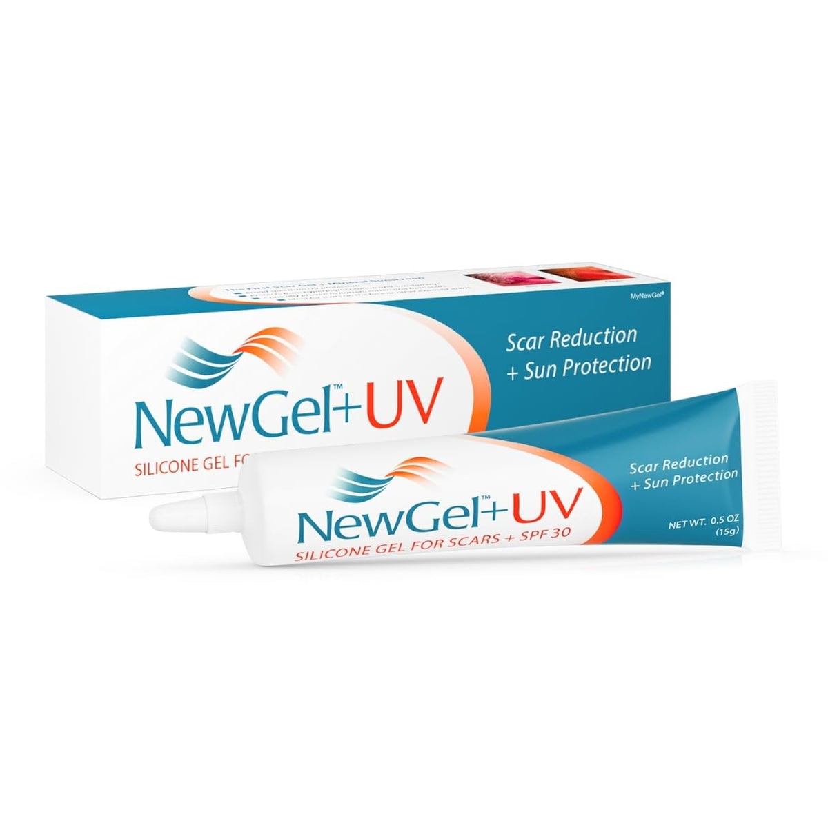 MyNewGel plus tube front view showing brand and compact size benefit