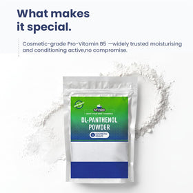 MYOC DL-Panthenol dissolving in warm water to demonstrate easy incorporation