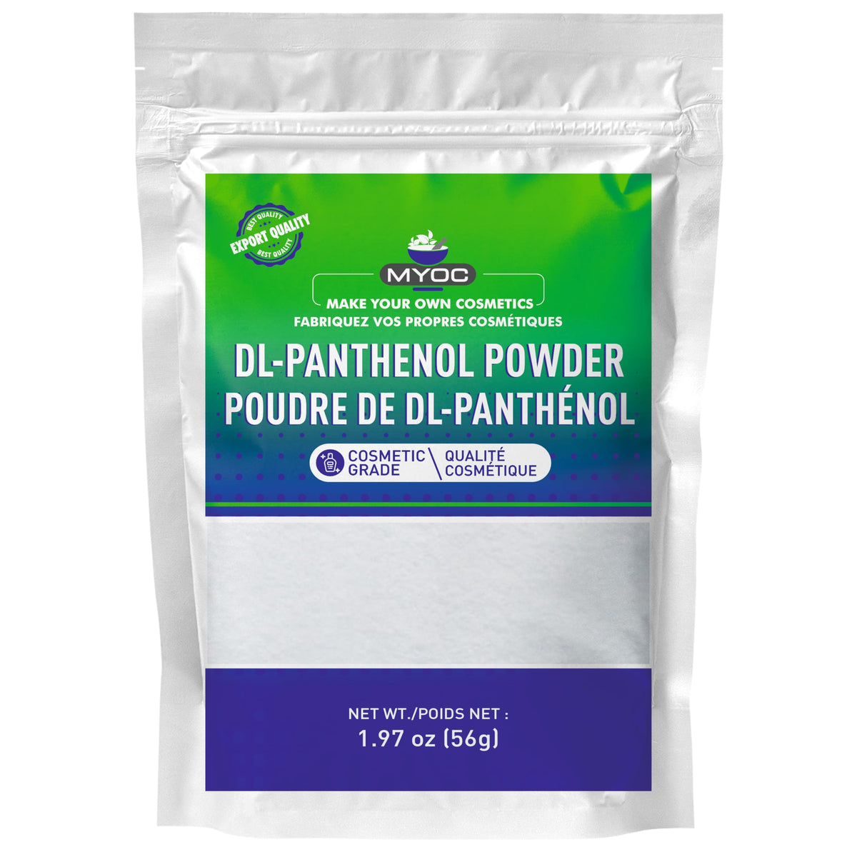 MYOC DL-Panthenol front packaging showing product name and net weight