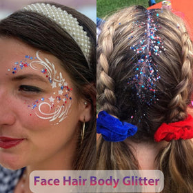 Mysense red white blue glitter gel tube detail for safe sparkle