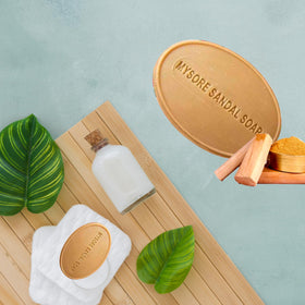 Mysore Sandal in a bathroom scene conveying calming scent and ambiance