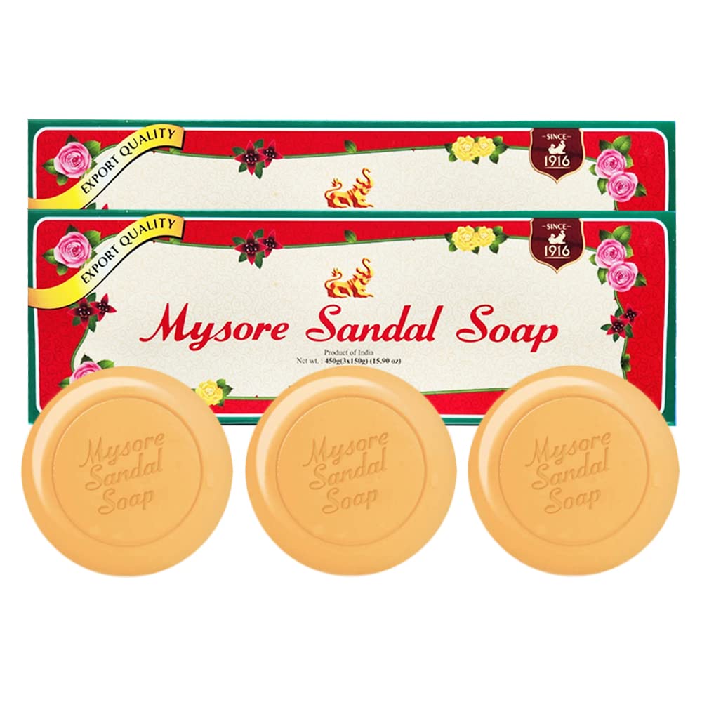 Mysore Sandal boxed packs in bathroom setting showing storage convenience