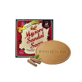 Mysore sandal soap bar close-up texture highlighting pure sandalwood oil and gentle feel