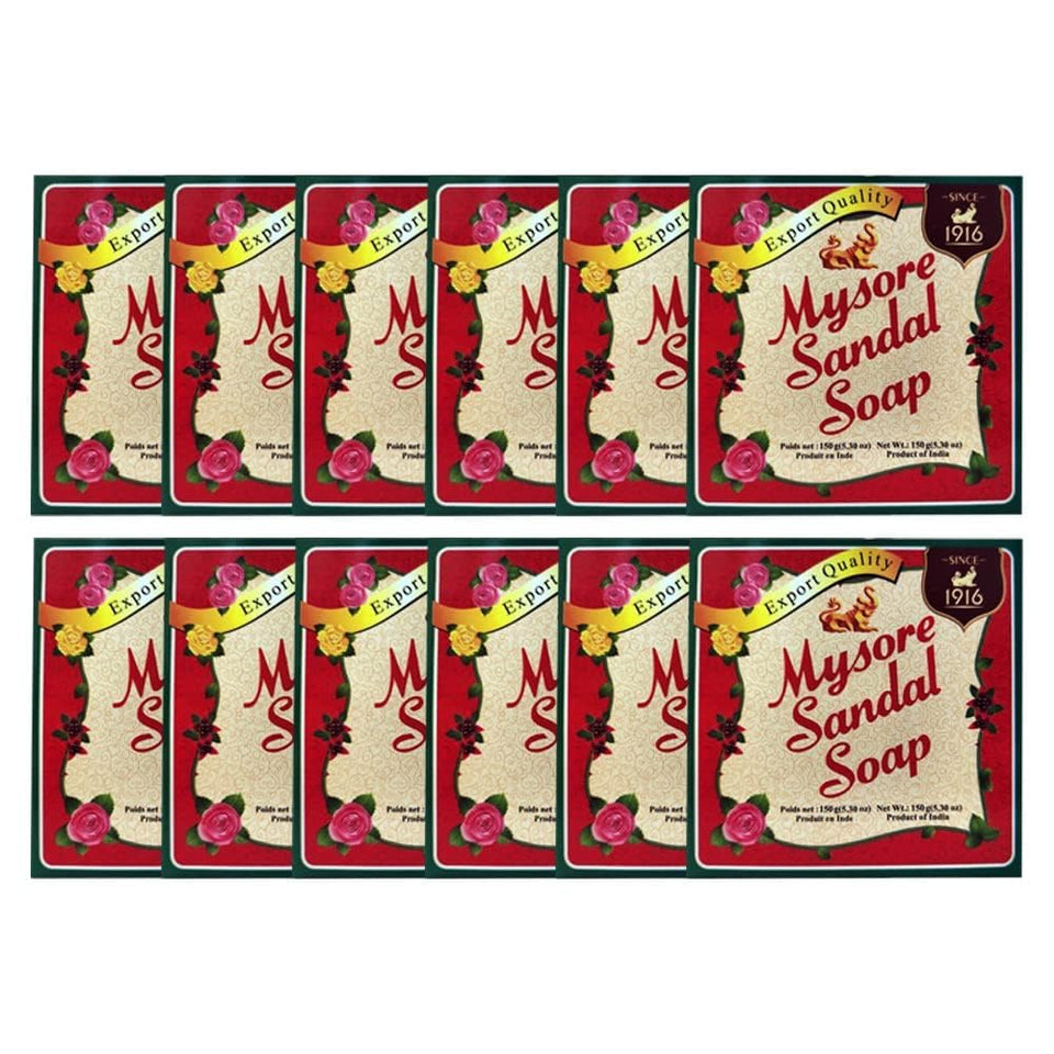 Mysore sandal soap front packaging showing 12-bar value pack and branding benefit of bulk supply