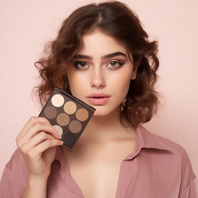 MYSTER ROSEY lifestyle shot inside makeup bag, ready-for-on-the-go beauty