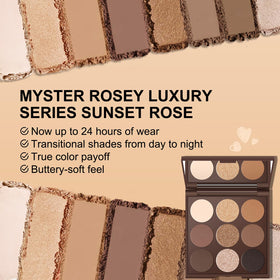 MYSTER ROSEY swatches on arm, visible pigmentation and buildable tones