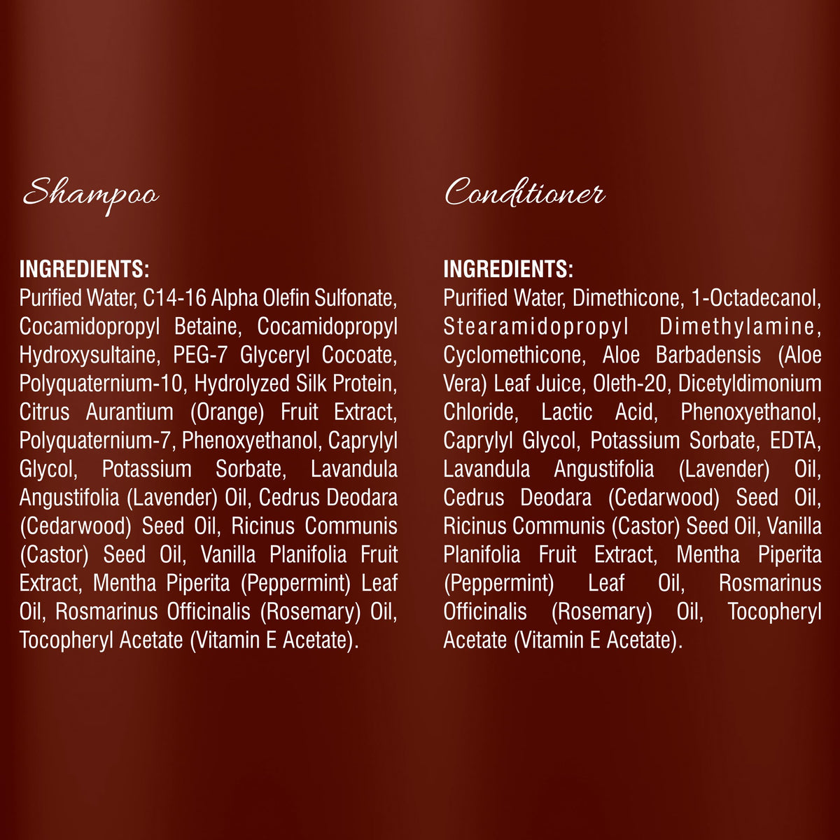 MYSTÉRE BEAUTÉ essential oils and castor oil ingredients emphasizing natural botanicals