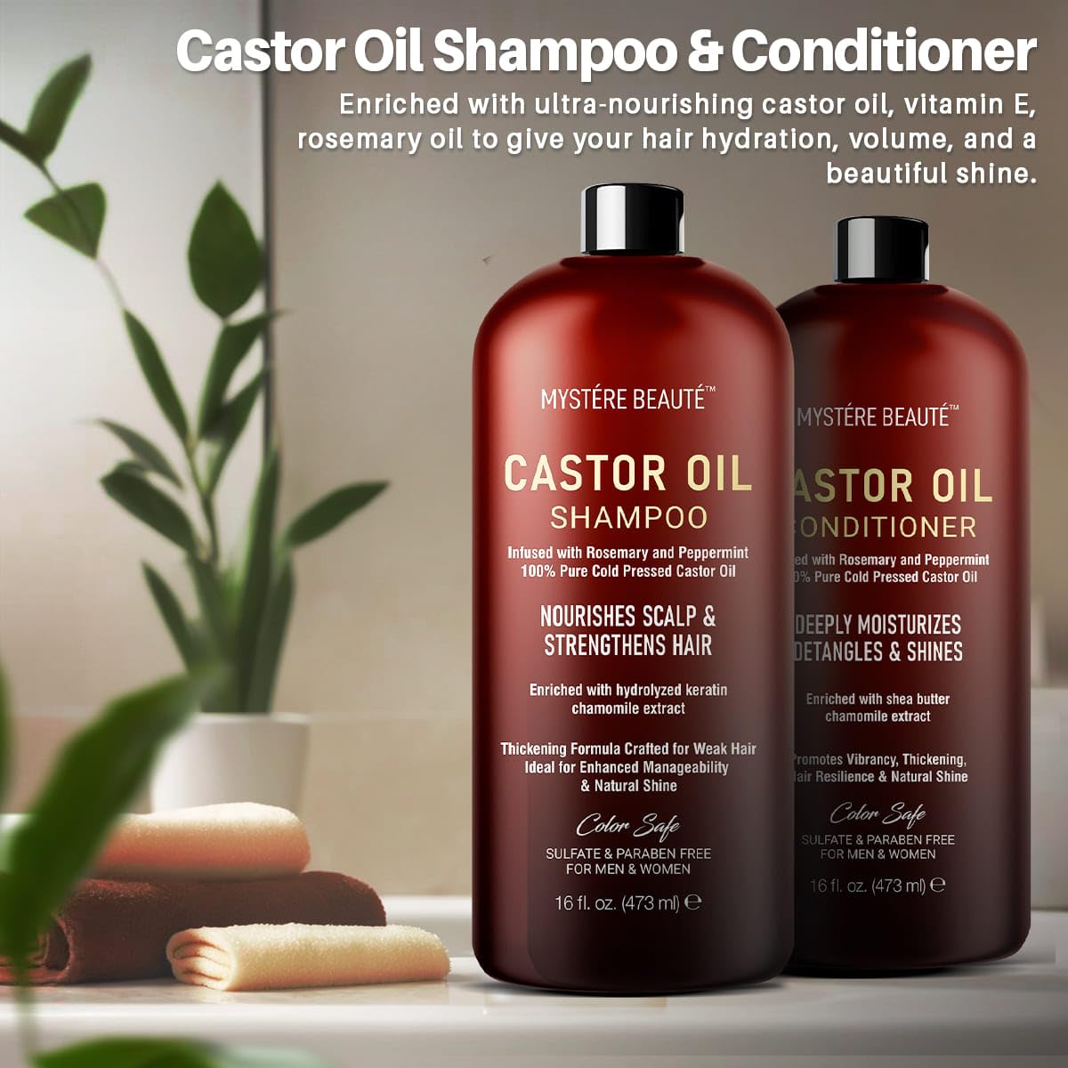 MYSTÉRE BEAUTÉ hair after wash styling showing increased shine and manageability