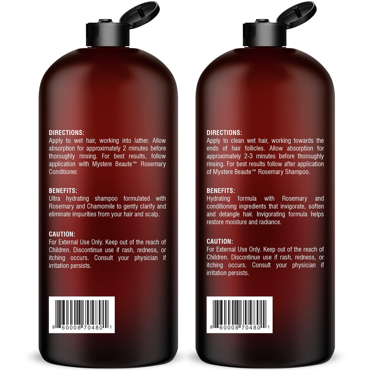 MYSTÉRE BEAUTÉ hand holding bottle to show 16 oz size for long-lasting supply