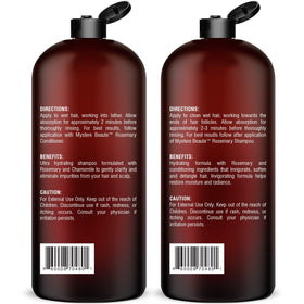 MYSTÉRE BEAUTÉ hand holding bottle to show 16 oz size for long-lasting supply