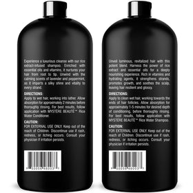 MYSTÉRE BEAUTÉ rice water and botanicals arranged to show natural actives
