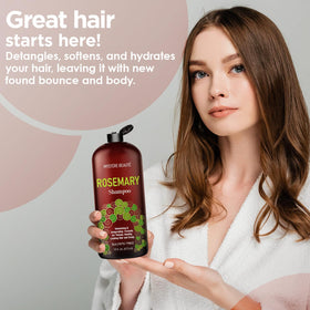 MYSTÉRE BEAUTÉ label close-up highlighting organic rosemary and biotin
