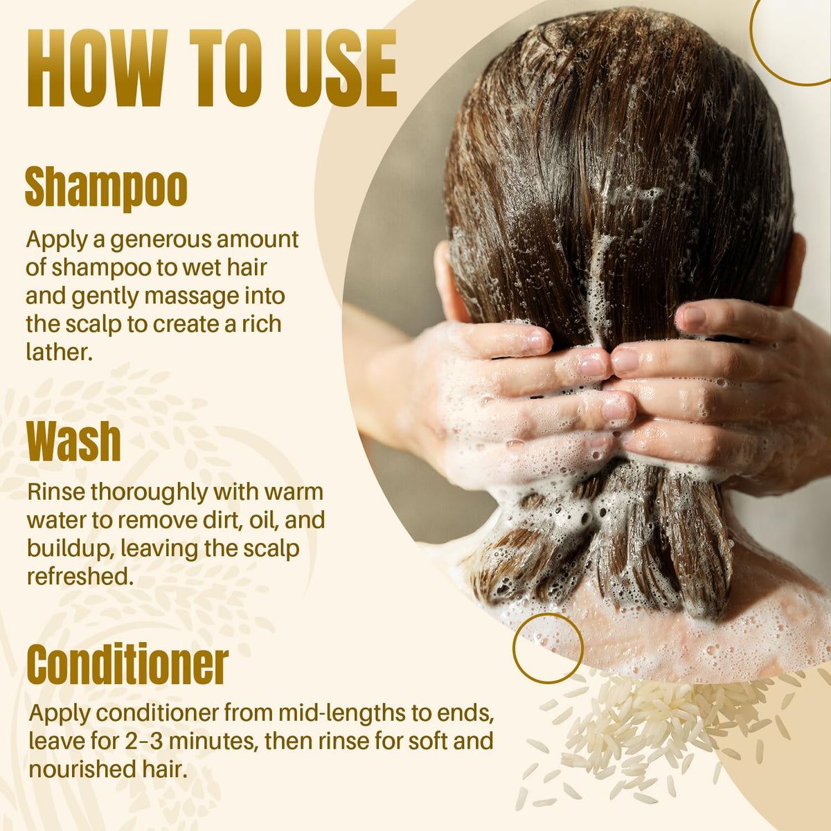 MYSTÉRE BEAUTÉ shampoo lather in hand demonstrating gentle cleanse