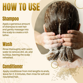 MYSTÉRE BEAUTÉ shampoo lather in hand demonstrating gentle cleanse