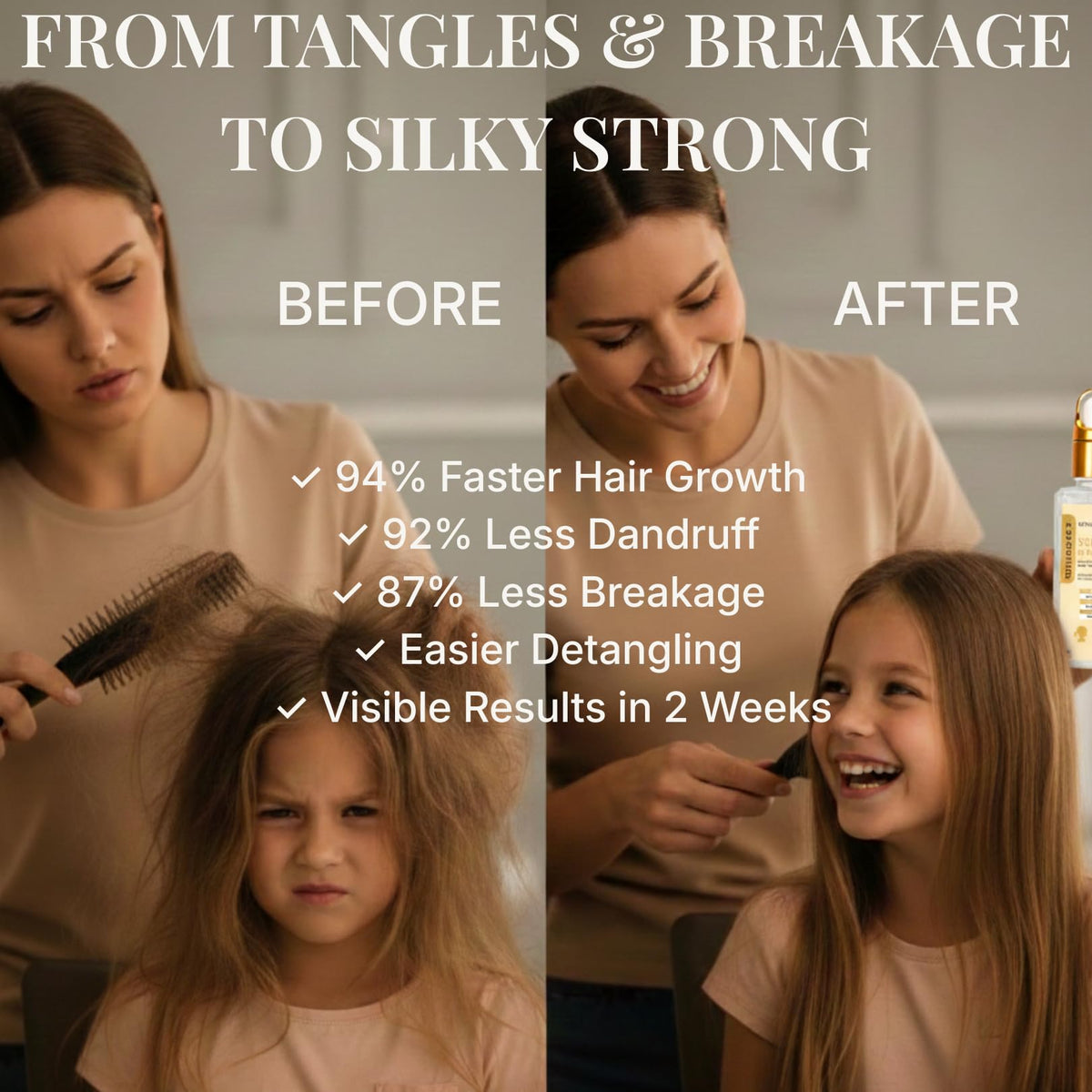 Mystique Abundance REVATOLOGY before and after detangling for manageability