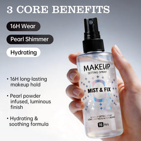 MyTend ultra-fine mist close-up dispersing evenly, ensures even makeup set