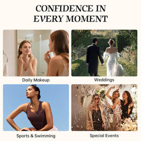 MyTend on model at photoshoot showing camera-ready coverage and confidence