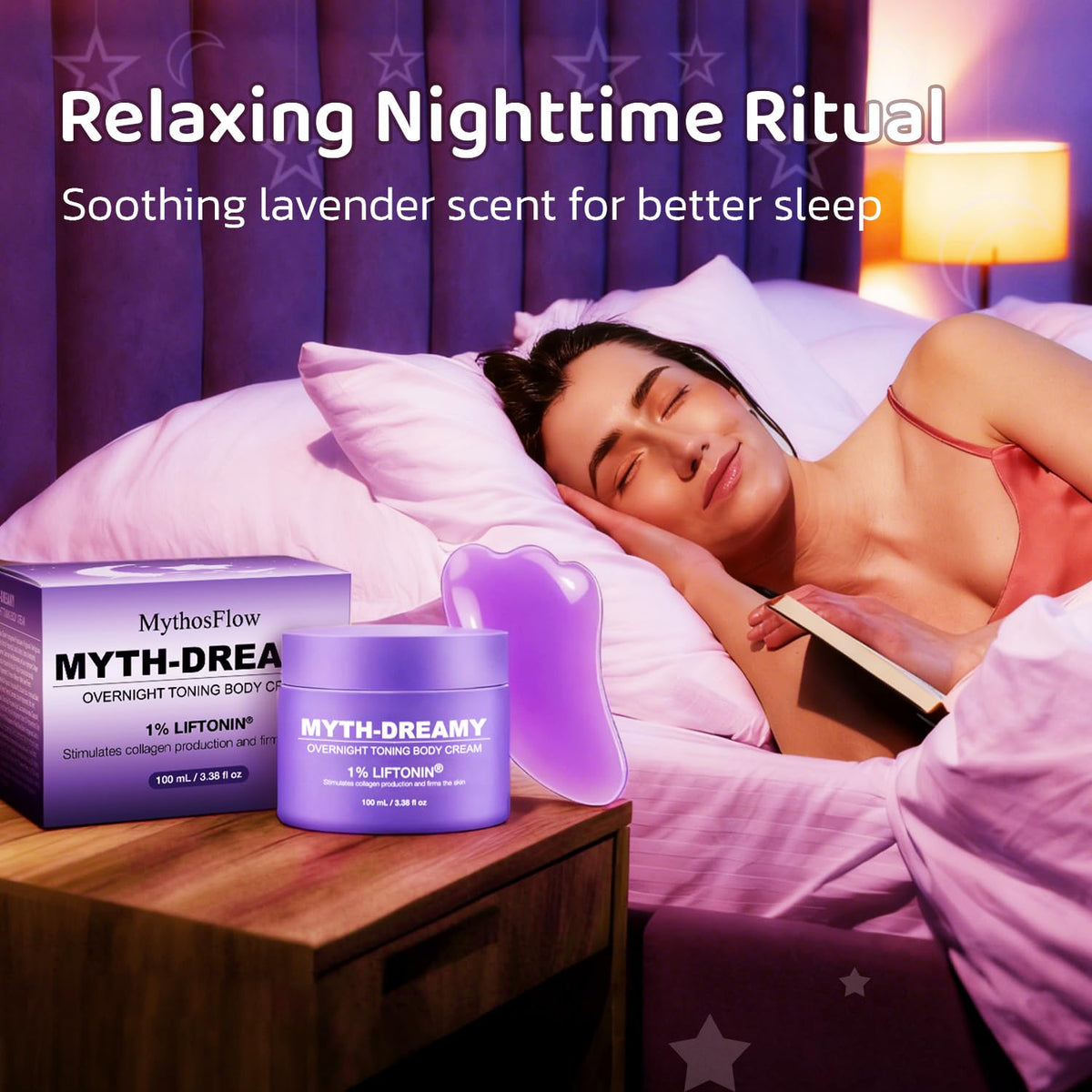 Side-by-side visual hinting MythosFlow cream smoothing skin texture and appearance