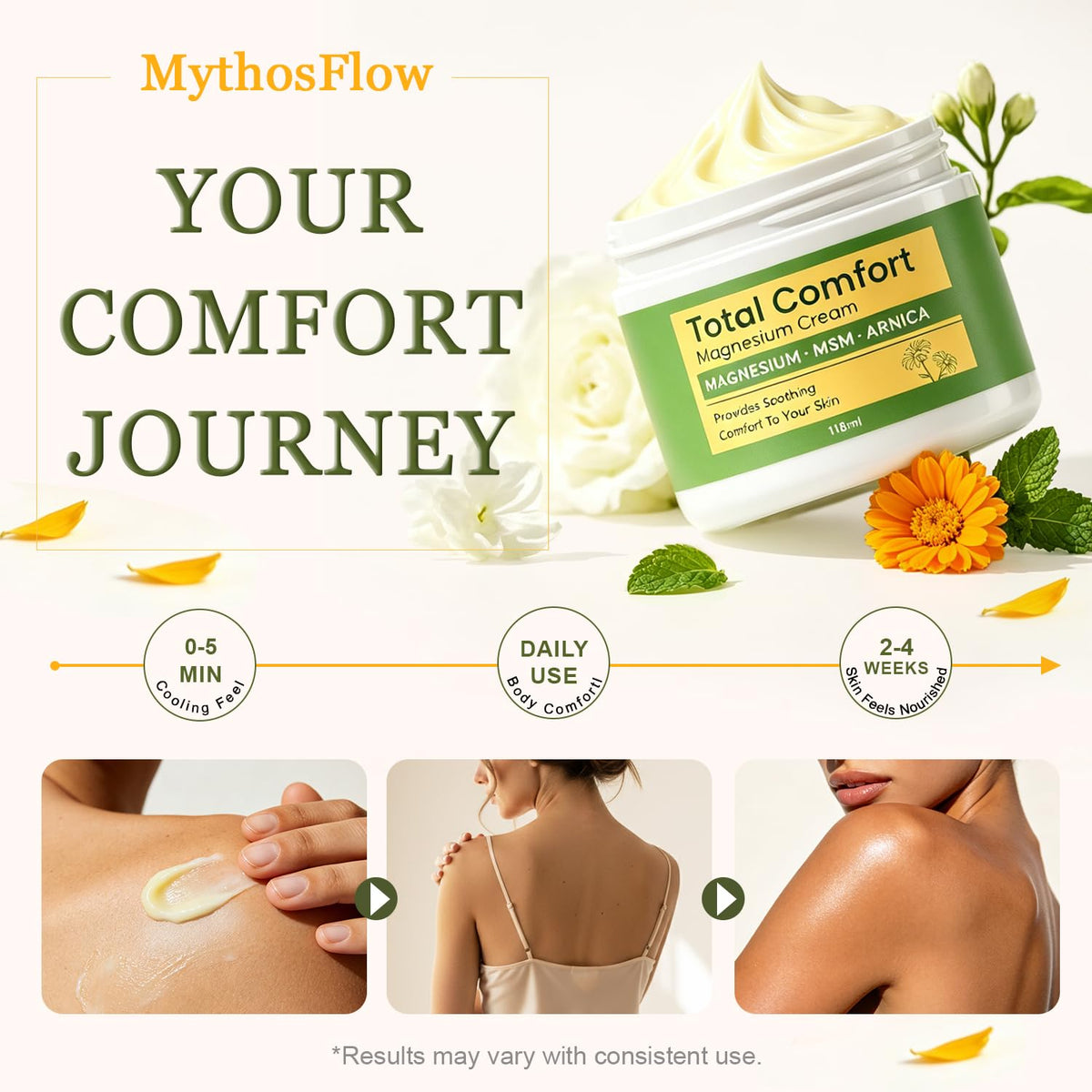 MythosFlow legs after run setting demonstrating post-workout cooling and recovery support