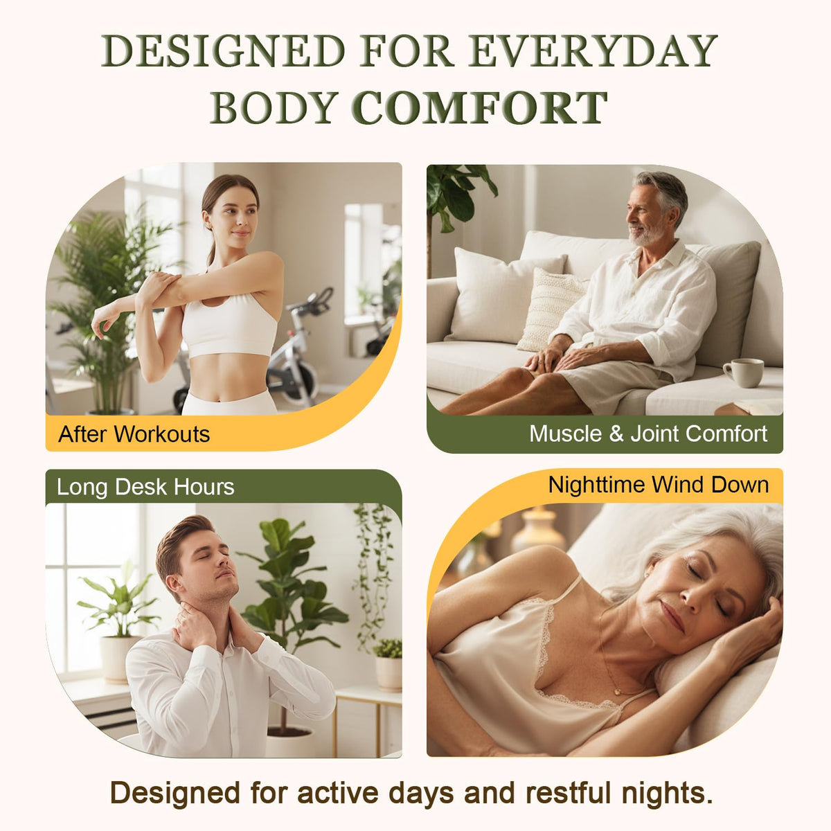 MythosFlow shoulder application lifestyle image showing targeted relief and soothing touch