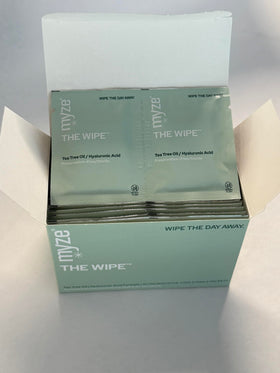 Myze The Wipe removing eye makeup from face showing hydration and cleansing