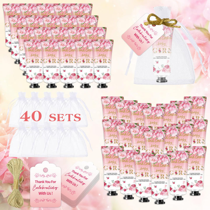 MZANK front packaging showing 40 rose hand cream tubes and bags, elegant gift presentation