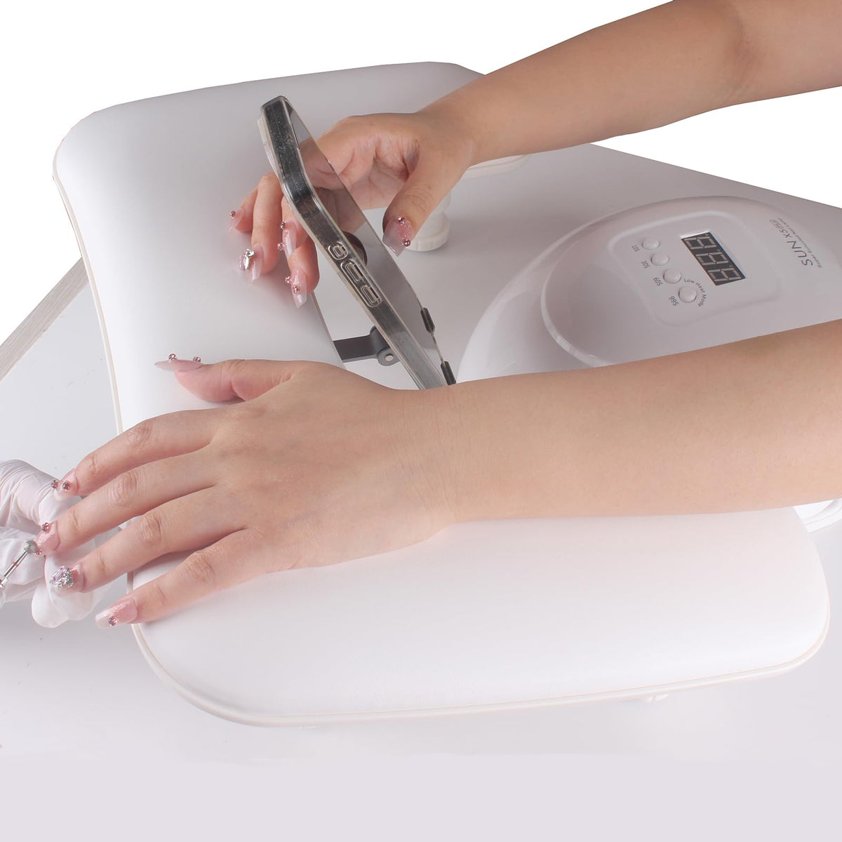 MZCMSL rotating phone holder close-up with silicone pads for secure device positioning