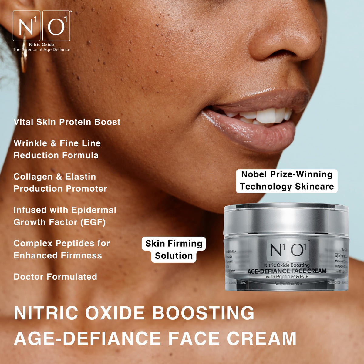 N1O1 cream on fingertip showing easy spreadability and hydration