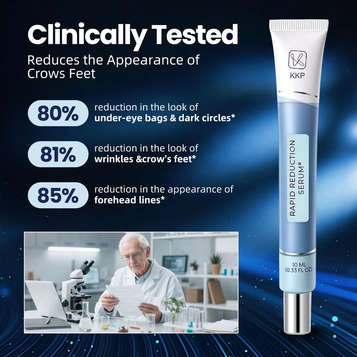 Nabevin KKP application demo on under-eye area demonstrating smoothing effect