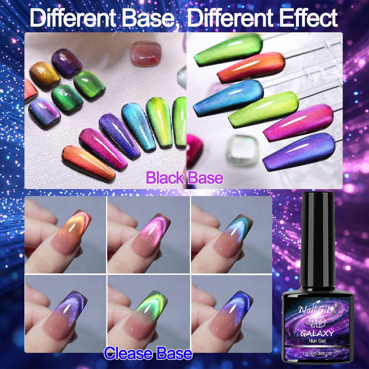 NAIL GIL displayed color range illustrating shifting chameleon shades