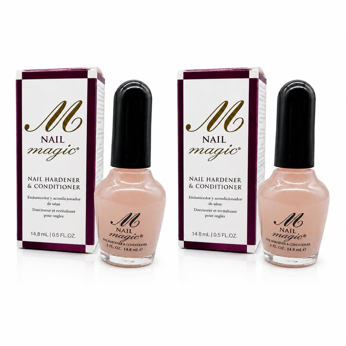 Nail Magic front packaging shows clear strengthener and two-bottle value