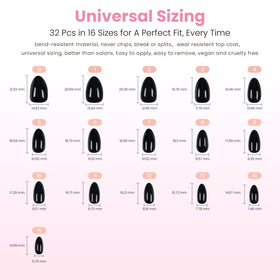 Nail Reformation 32 nail size layout illustrating 16-size variety