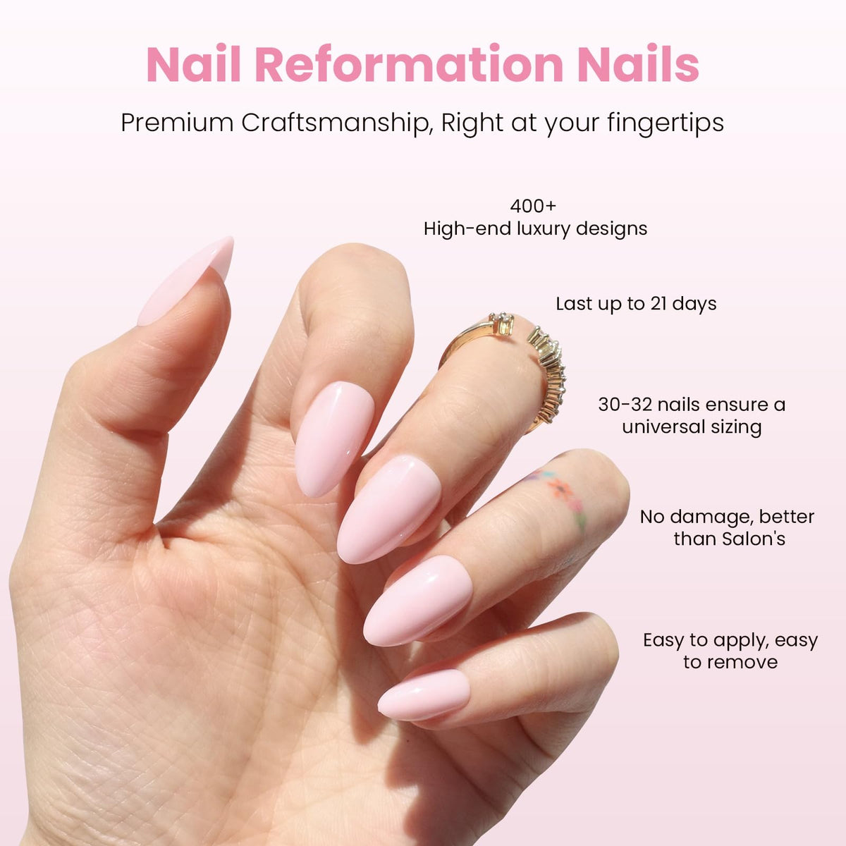 Nail Reformation glossy finish close-up showing smooth polish and shine benefit