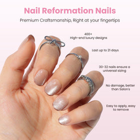 Nail Reformation close-up on brown French tip highlighting precise color contrast
