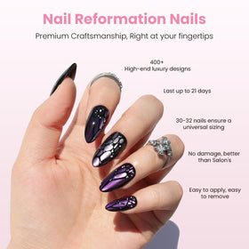 Nail Reformation close-up purple cat-eye stripe adding depth and shine